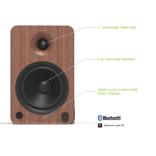 Kanto YU6 Powered Speakers with Bluetooth® and Phono Preamp | Walnut | Pair