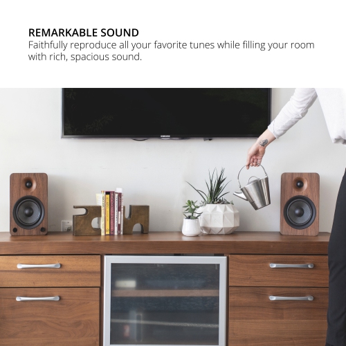 Kanto YU6 Powered Speakers with Bluetooth® and Phono Preamp | Walnut | Pair