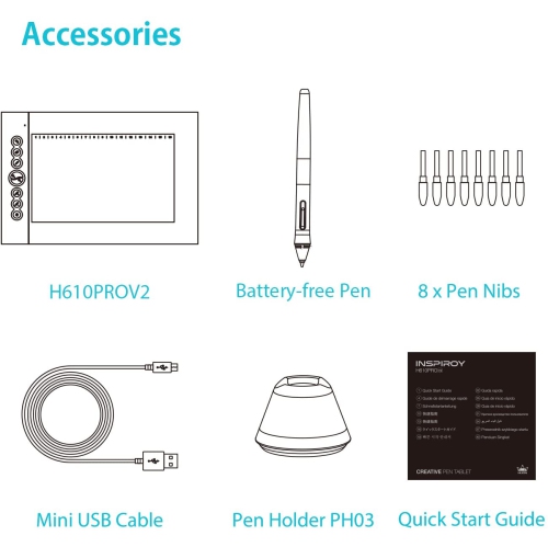 2022 tablette à dessin avec stylet rechargeable et 8 touches rapides 8190 niveaux de pression avec fonction d’inclinaison, compatible avec les