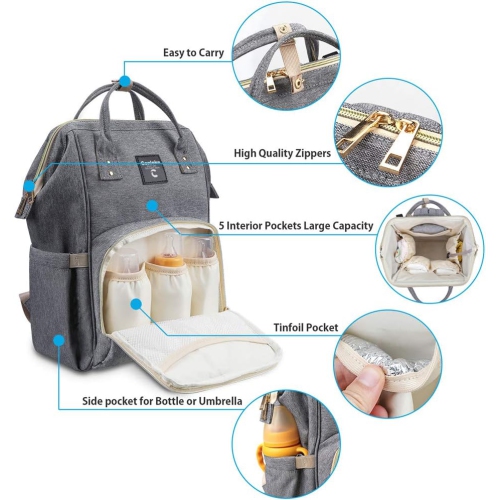 Sac à dos de sac à couches avec station de change, sac de voyage  multifonction pour bébé, nouveau-né Cadeaux unisexes pour papa maman  imperméable à l'eau Grande capacité avec USB (bla