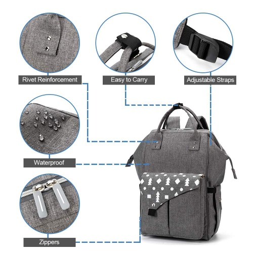 Sac à dos à couches sac à dos de voyage multifonction étanche petit sac à couches pour maman et papa