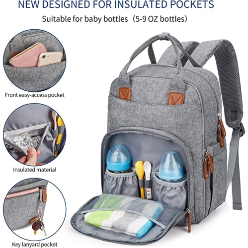 Sac à couches Premium de Navor - Sac à dos étanche multifonction - Sac de voyage Baby Essentials avec poche isotherme - sacs à langer de maternité -