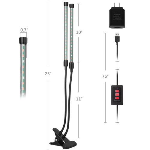 Plant Growth, Timing Function Auto Off Dual head Grow light 36LED 3 working modes 5 Dimmable Levels Full spectrum