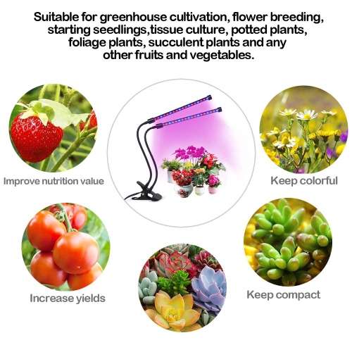 Plant Growth, Timing Function Auto Off Dual head Grow light 36LED 3 working modes 5 Dimmable Levels Full spectrum