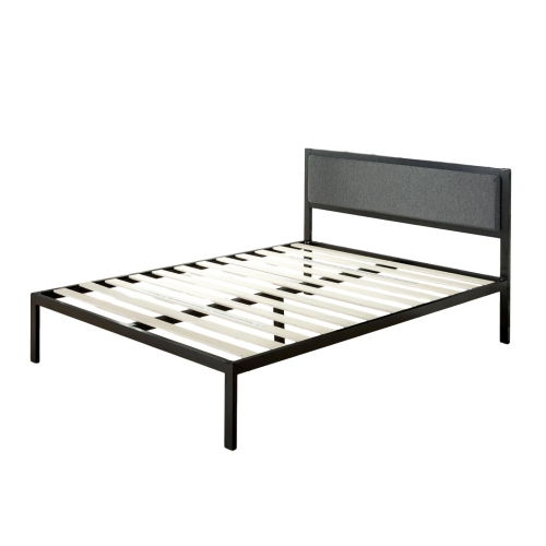 Viscologic Platform Metal Bed Frame, Metal Bed Frame With Wooden Slats Queen