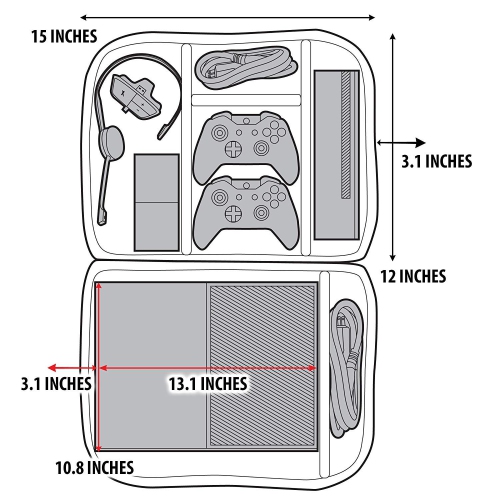USA GEAR Xbox One Travel Case Console Bag with Kinect Storage, Adjustable Carrying Shoulder Strap