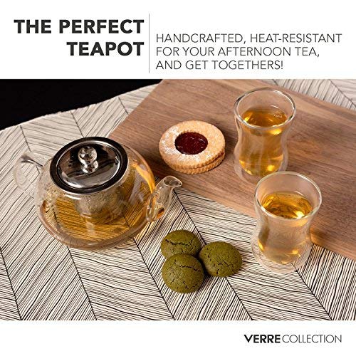 Verre Collection Teapot Stovetop Glass Kettle with Stainless Steel Removable Infuser, Loose Leaf Tea
