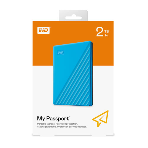 Disque dur externe portatif USB My Passport de 2 To de WD - Bleu