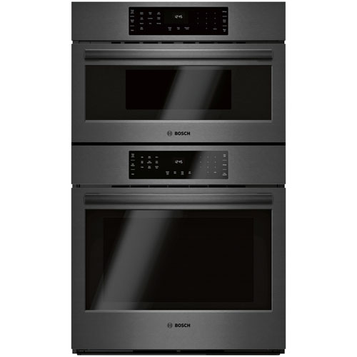 Bosch 30" Self-Clean True Convection Electric Combination Wall Oven - Black Stainless