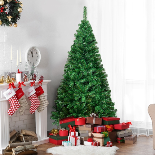Sapin de Noël Artificiel Effet Réaliste, Vert, Hauteur 1,8M, Touffu avec 650 Branches, Socle en Métal