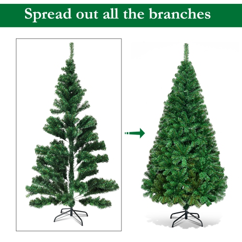 Sapin de Noël Artificiel Effet Réaliste, Vert, Hauteur 1,8M, Touffu avec 650 Branches, Socle en Métal