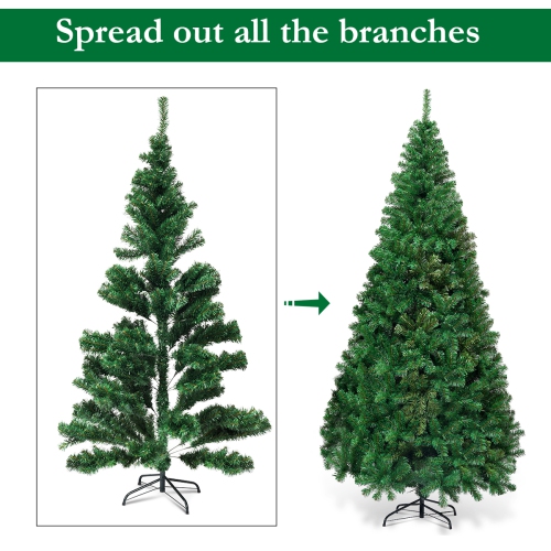 COSTWAY Sapin de Noël Arbre de Noël Artificiel Sapin de Noël artificiel Vert Nature matériau PVC 150cm-240cm