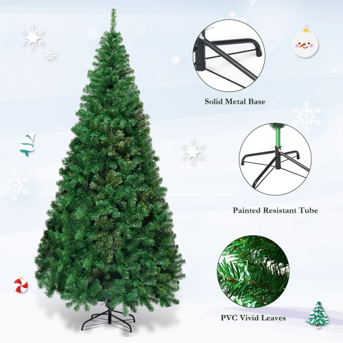 COSTWAY Sapin de Noël Arbre de Noël Artificiel Sapin de Noël artificiel Vert Nature matériau PVC 150cm-240cm