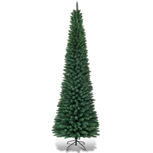 Costway 9Ft PVC Artificial Pencil Christmas Tree Slim w/ Stand Home Holiday Decor Green