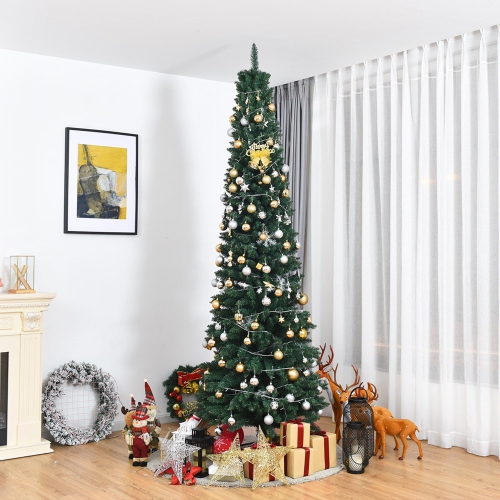 9ft PVC crayon artificiel Arbre de Noël Slim avec Stand Home Holiday Decor Green