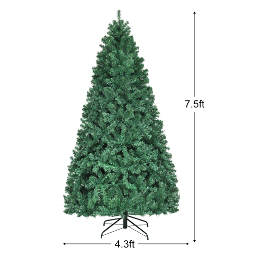 Costway 7.5Ft Pre-Lit Hinged PVC Artificial Christmas Tree w/ 400 LED Lights & Stand New