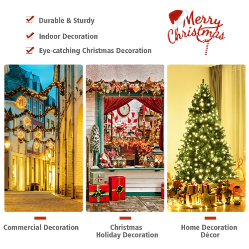 Costway 7.5Ft Pre-Lit Hinged PVC Artificial Christmas Tree w/ 400 LED Lights & Stand New