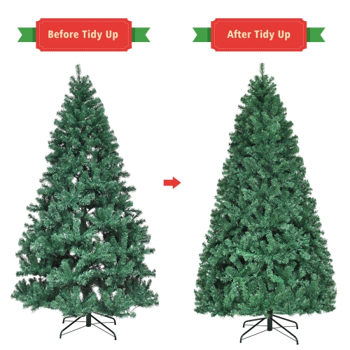 Costway 7.5Ft Pre-Lit Hinged PVC Artificial Christmas Tree w/ 400 LED Lights & Stand New