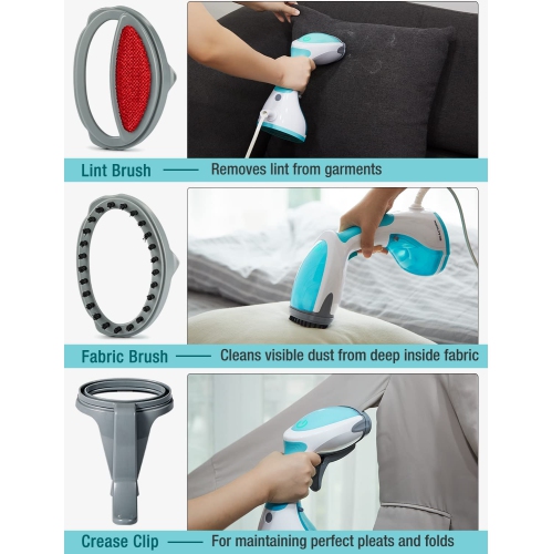Défroisseur à vapeur portatif de 1200 W pour vêtements, chauffe-eau en 30 secondes, réservoir d'eau de 8,79 oz, turquoise