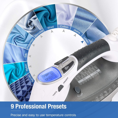 1800 Watt Steam Iron with Digital LCD 9 Presets Double Layer