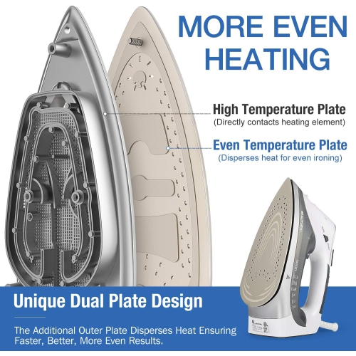 1800-Watt Steam Iron with Digital LCD 9 Presets, Double-Layer Ceramic Coated Soleplate