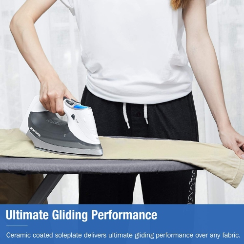 1800-Watt Steam Iron with Digital LCD 9 Presets, Double-Layer Ceramic Coated Soleplate