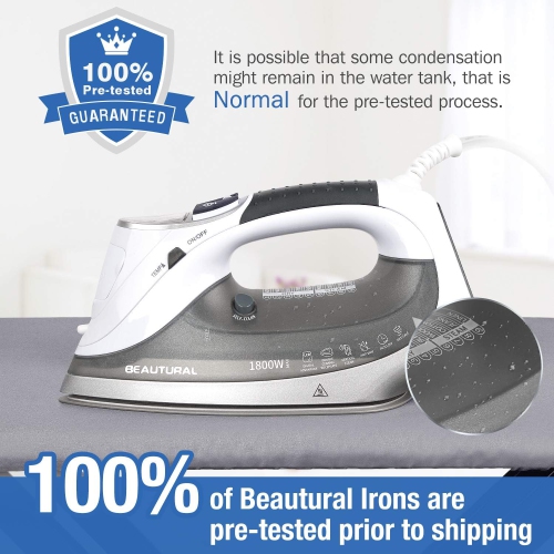 HLD 1800-Watt Steam Iron With Digital Lcd 9 Presets, Double-Layer Ceramic Coated Soleplate (Grey)