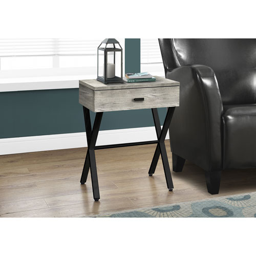Monarch Contemporary Rectangular Accent Table with Drawer - Grey