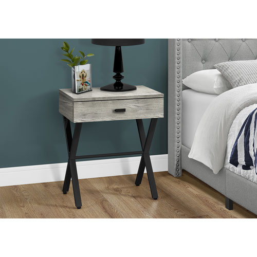 Monarch Contemporary Rectangular Accent Table with Drawer - Grey