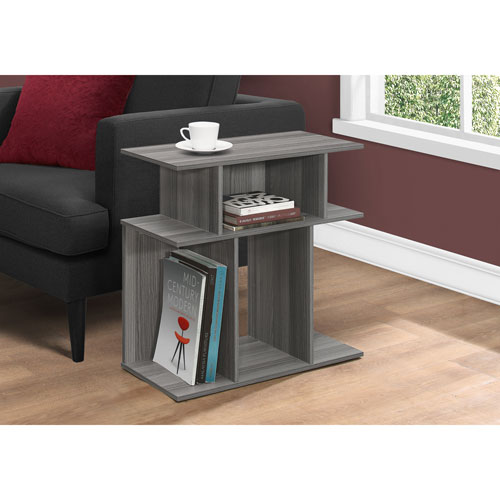 Table d'appoint rectangulaire contemporaine avec tablettes de Monarch - Gris