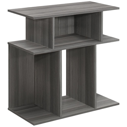 Monarch Contemporary Rectangular Accent Table with Shelves - Grey