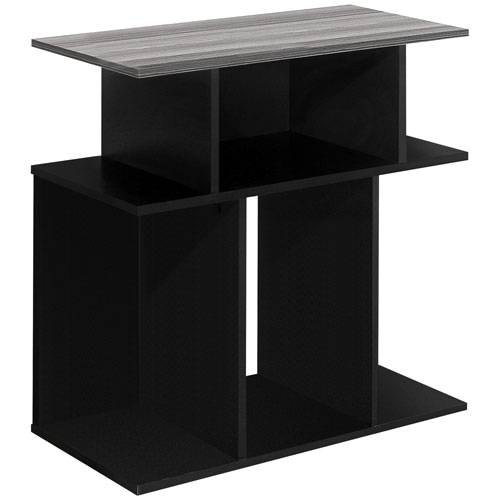 Monarch Contemporary Rectangular Accent Table with Shelves - Black