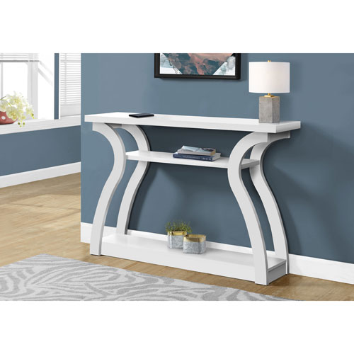 Monarch Contemporary Rectangular Hall Console Table - White