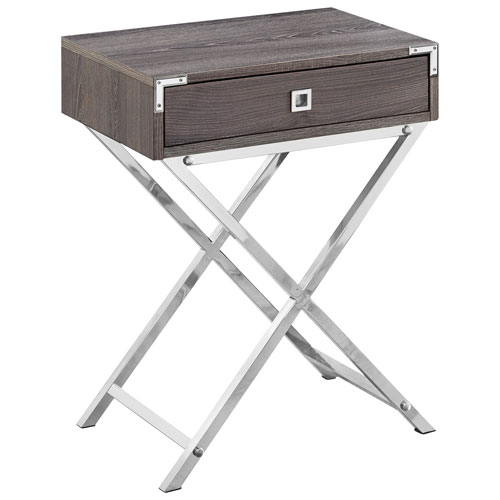 Monarch Retro Glam Rectangular Accent Table with Drawer - Dark Taupe