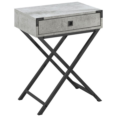 Monarch Retro Glam Rectangular Accent Table with Drawer - Grey Cement/Black