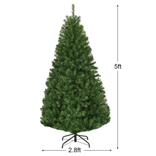 Costway 5Ft Pre-Lit Artificial Christmas Tree Premium Hinged w/ 150 LED Lights & Stand