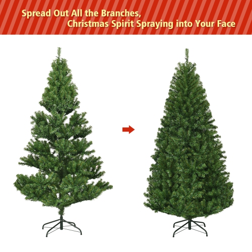 Costway 5Ft Pre-Lit Artificial Christmas Tree Premium Hinged w/ 150 LED Lights & Stand
