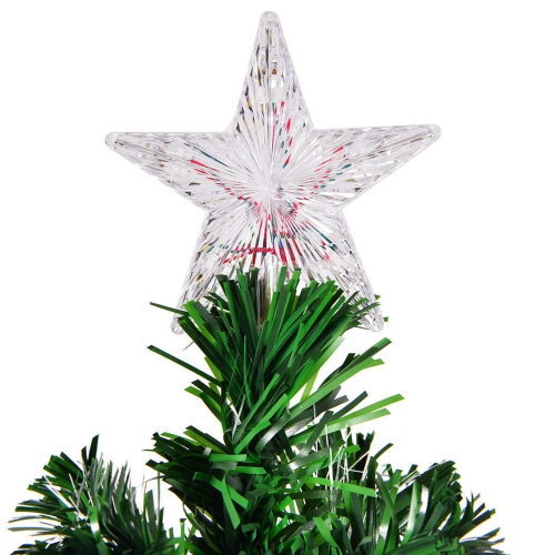 Costway 6FT Pre-Lit Fiber Optic Artificial Christmas Tree w/Multicolor Lights Snowflakes