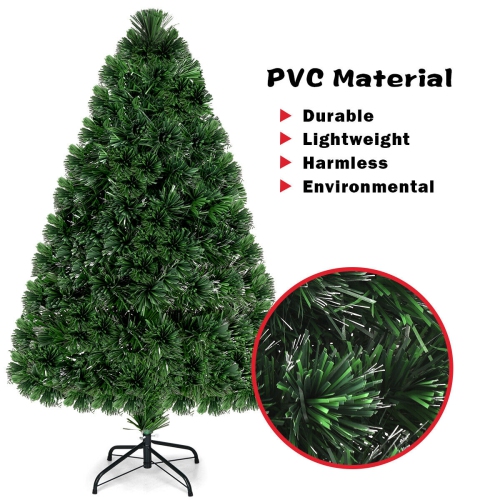 Costway 4Ft Pre-Lit Fiber Optic Artificial PVC Christmas Tree w/ Metal Stand