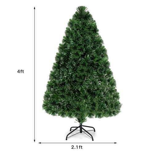 Costway 4Ft Pre-Lit Fiber Optic Artificial PVC Christmas Tree w/ Metal Stand