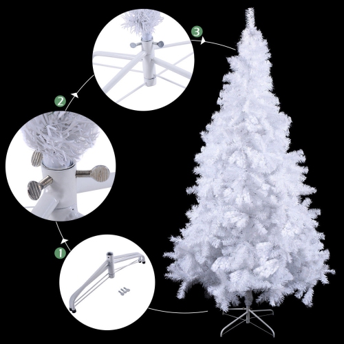 Arbre de Noël en PVC artificiel avec support Holiday Season intérieur blanc de Costway, 7 pi