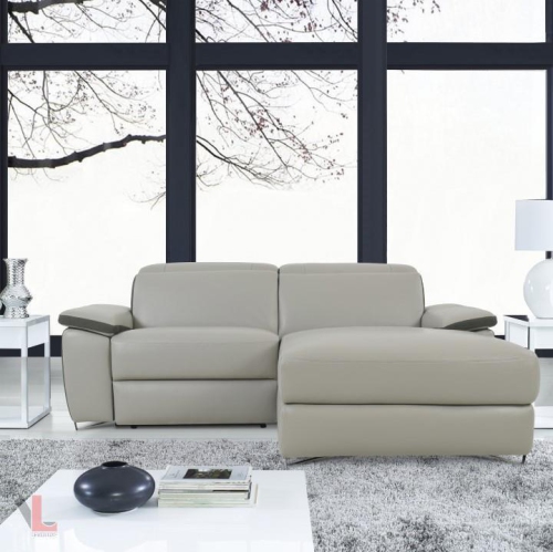 Levoluxe Aura Top Grain Light Grey, Grey Leather Sectional Couch Canada