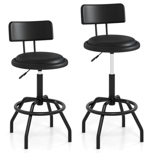 COSTWAY  Counter Height Barstool Set Of 2 With Padded Seat & Back Footrest Metal Frame