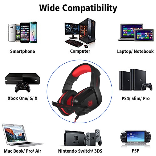 Casque de jeu stéréo, casque à suppression du bruit, Bass Surround, casque de jeu pour PC, PS4, Xbox One, Mac, iPad, avec micro