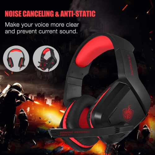 Casque de jeu stéréo, casque à suppression du bruit, Bass Surround, casque de jeu pour PC, PS4, Xbox One, Mac, iPad, avec micro