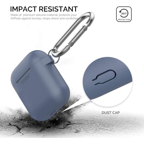 Upgrade AirPods Case Protective Cover Skin [Front LED Visible] Silicone Compatible with Apple AirPods 2 & 1