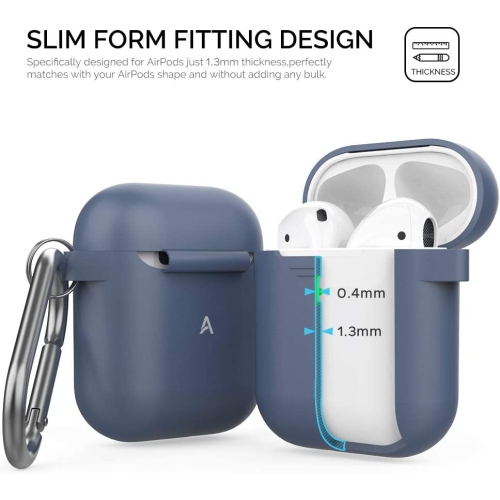 Upgrade AirPods Case Protective Cover Skin [Front LED Visible] Silicone Compatible with Apple AirPods 2 & 1