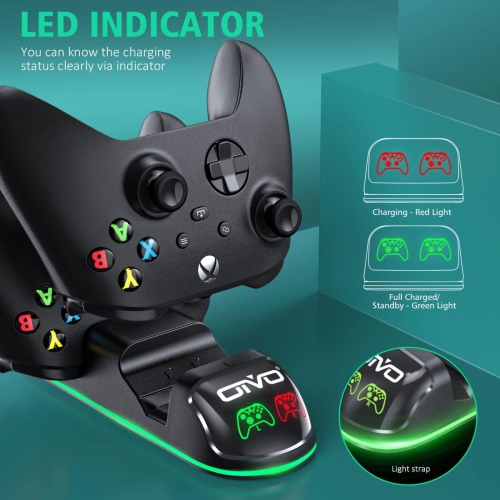 Chargeur pour manette Xbox One/S/X/Elite, station de recharge double à DEL  STAP à mise à jour à 2 batteries rechargeables incluses