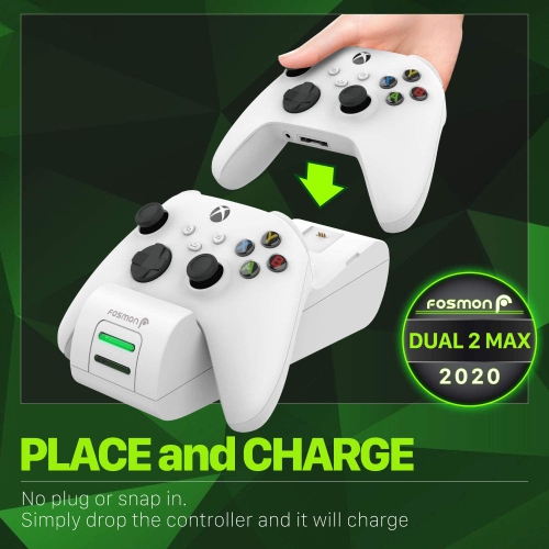 Dual 2 MAX Charger with 2X 2200mAh Rechargeable Battery Pack Compatible with Xbox Series X/S(2020), Xbox One/One X/One S Elite Controllers, High