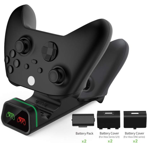 Chargeur de manette pour Xbox One, station de recharge double Xbox One/One S/One Elite et 2 batteries rechargeables pour deux manettes sans fil